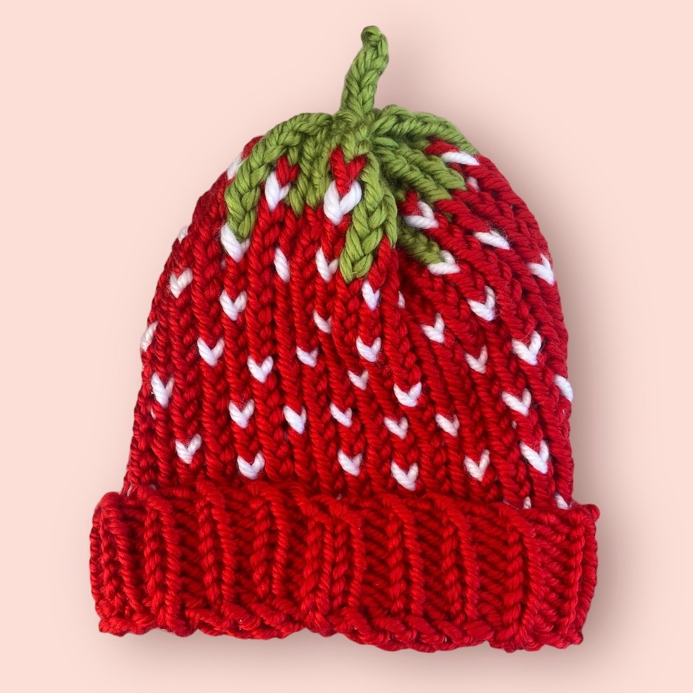 Knitted Strawberry Hat